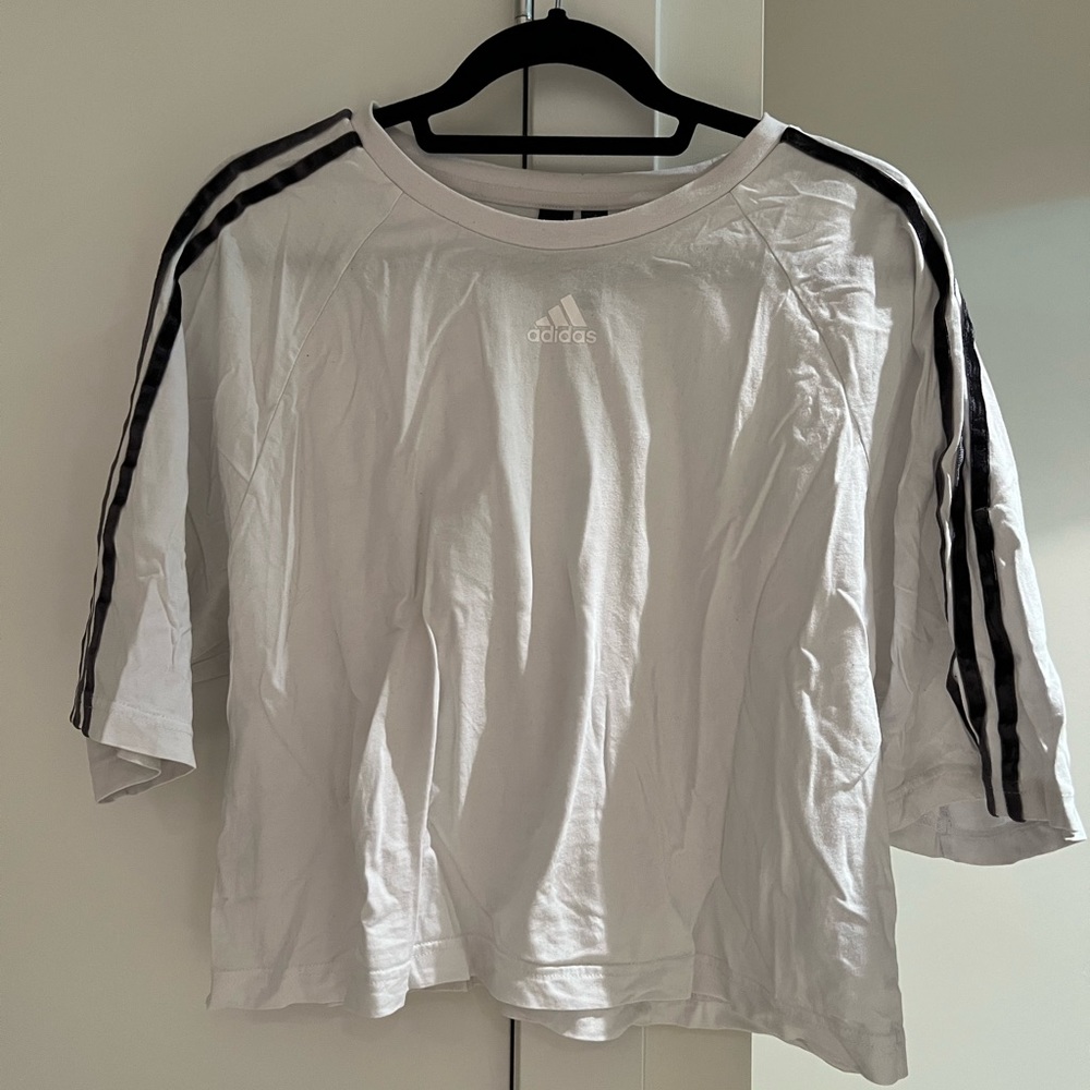 Adidas half sleeved shirt with striped sleeves